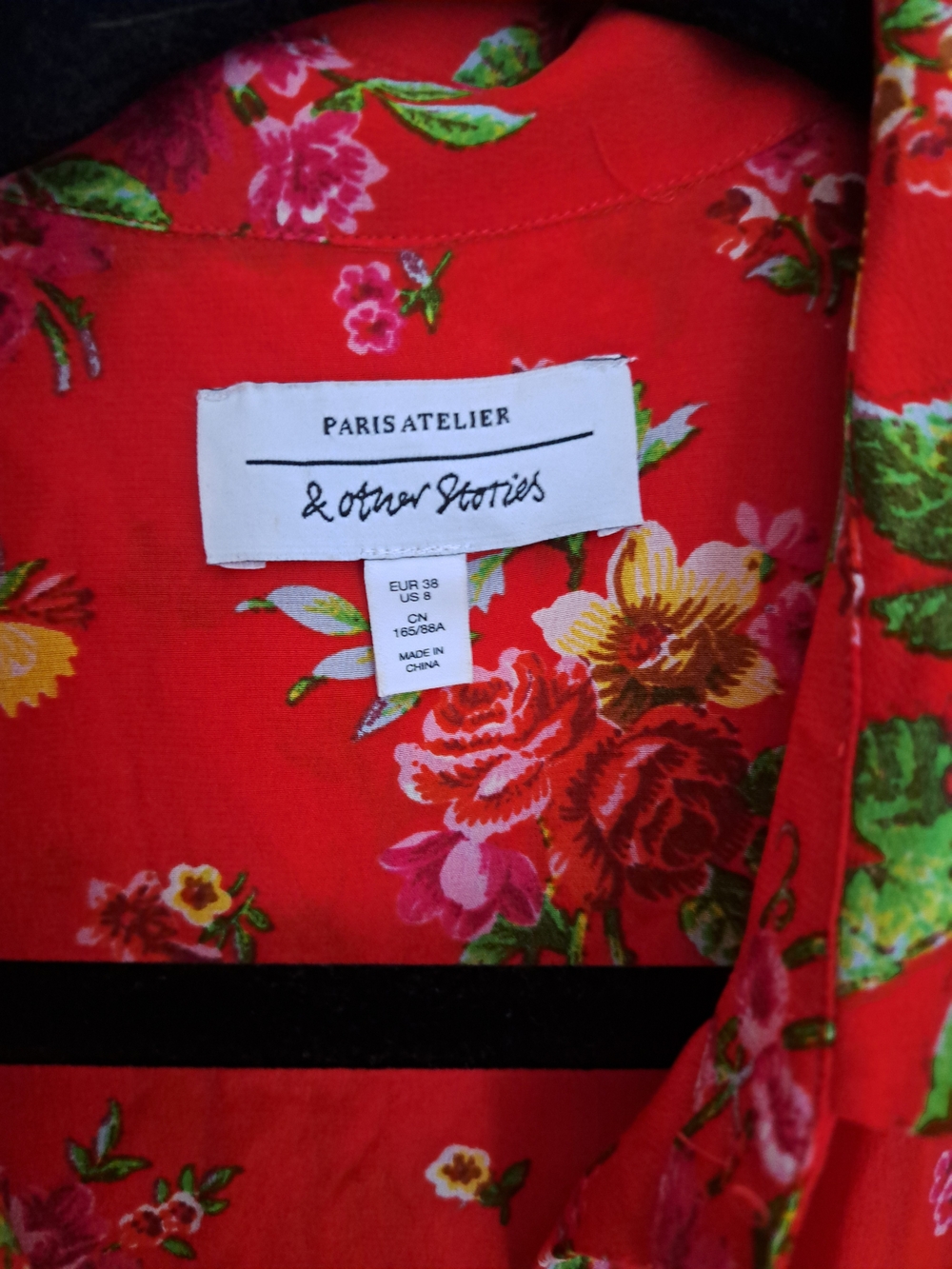& Other Stories Red Floral 100% Silk Shirt - Picture 4 of 4
